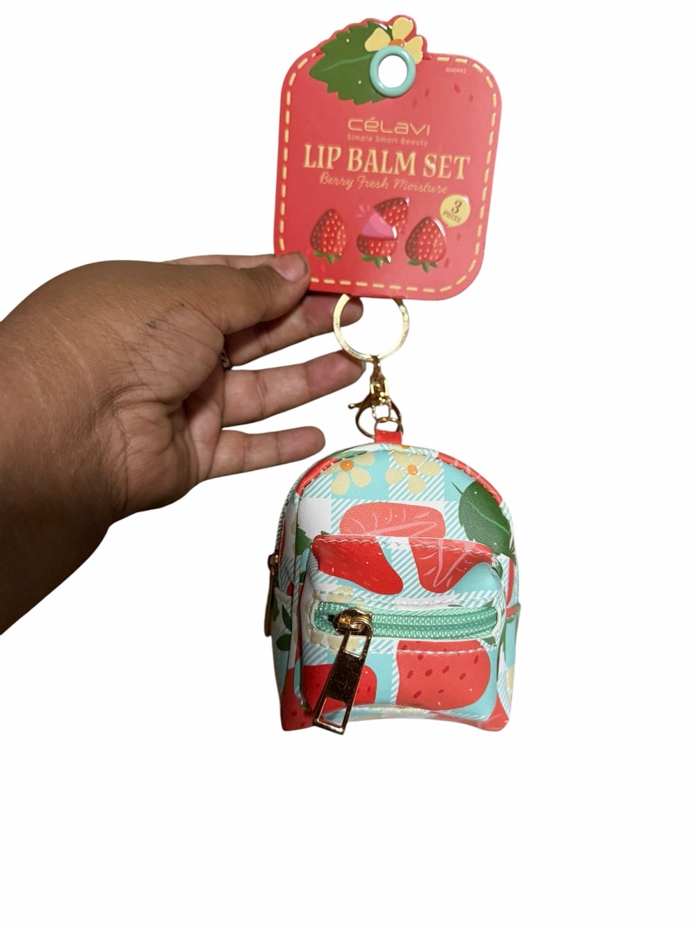 Celavi 3 lip balm set Berry fresh moisture  Mini Backpack Keychain